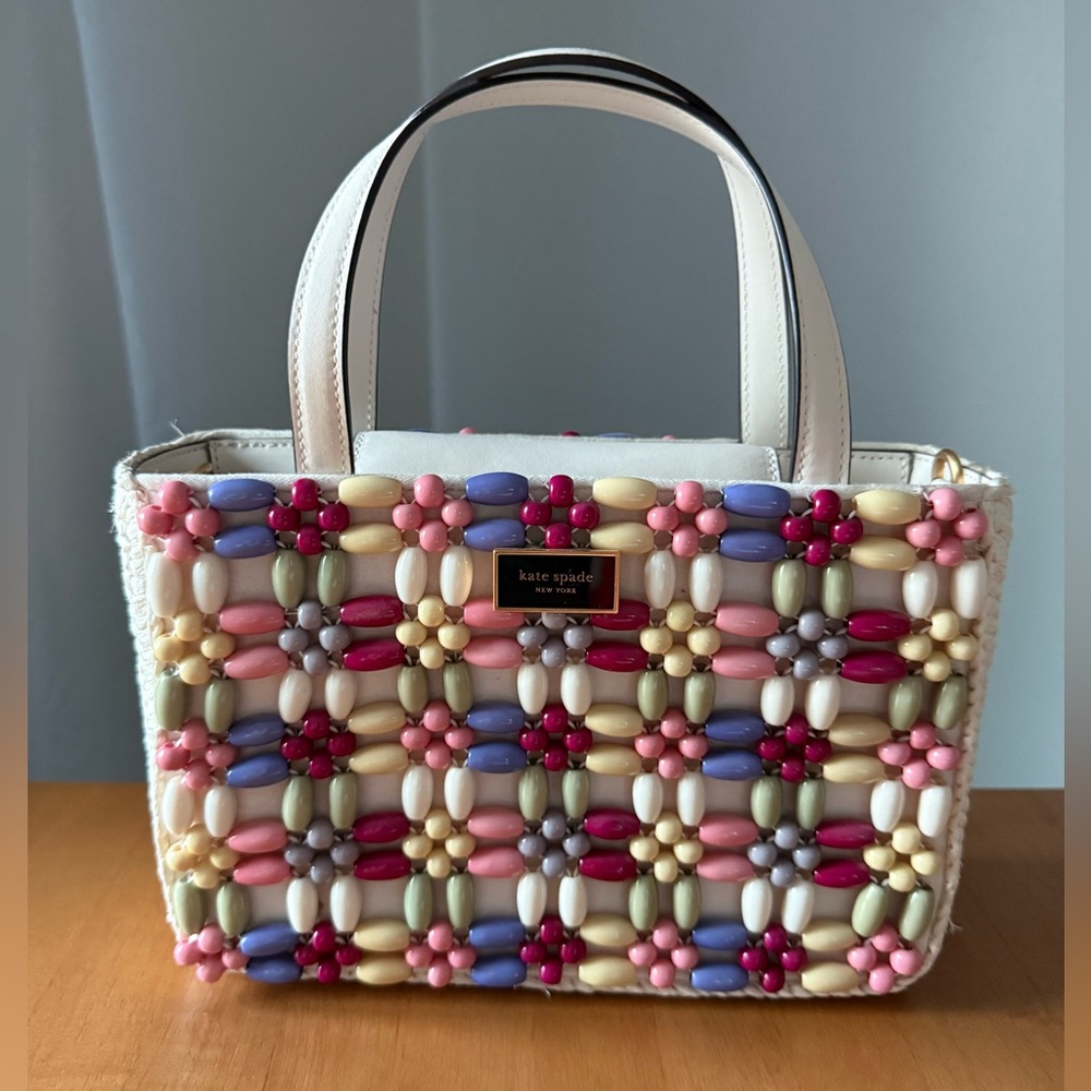 Kate Spade Sam Icon Beaded Raffia Small Tote